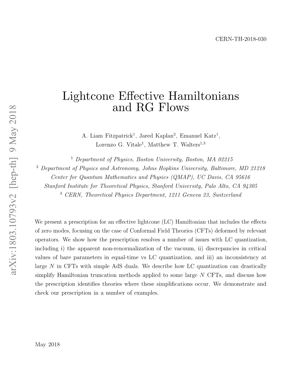 Lightcone Effective Hamiltonians and RG Flows