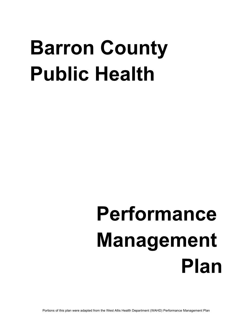 Draft Performance Management Plan
