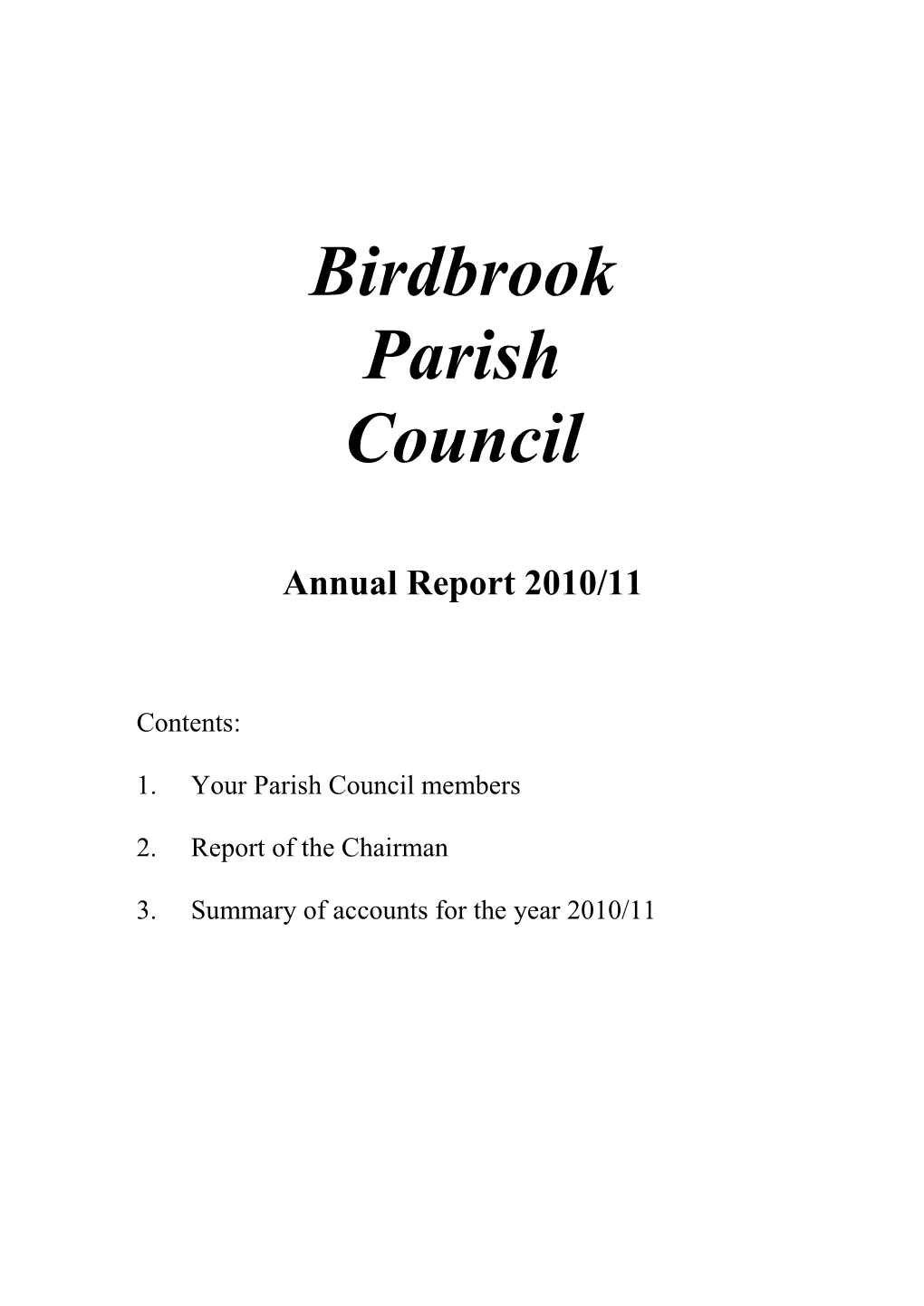 Birdbrook Parish Council