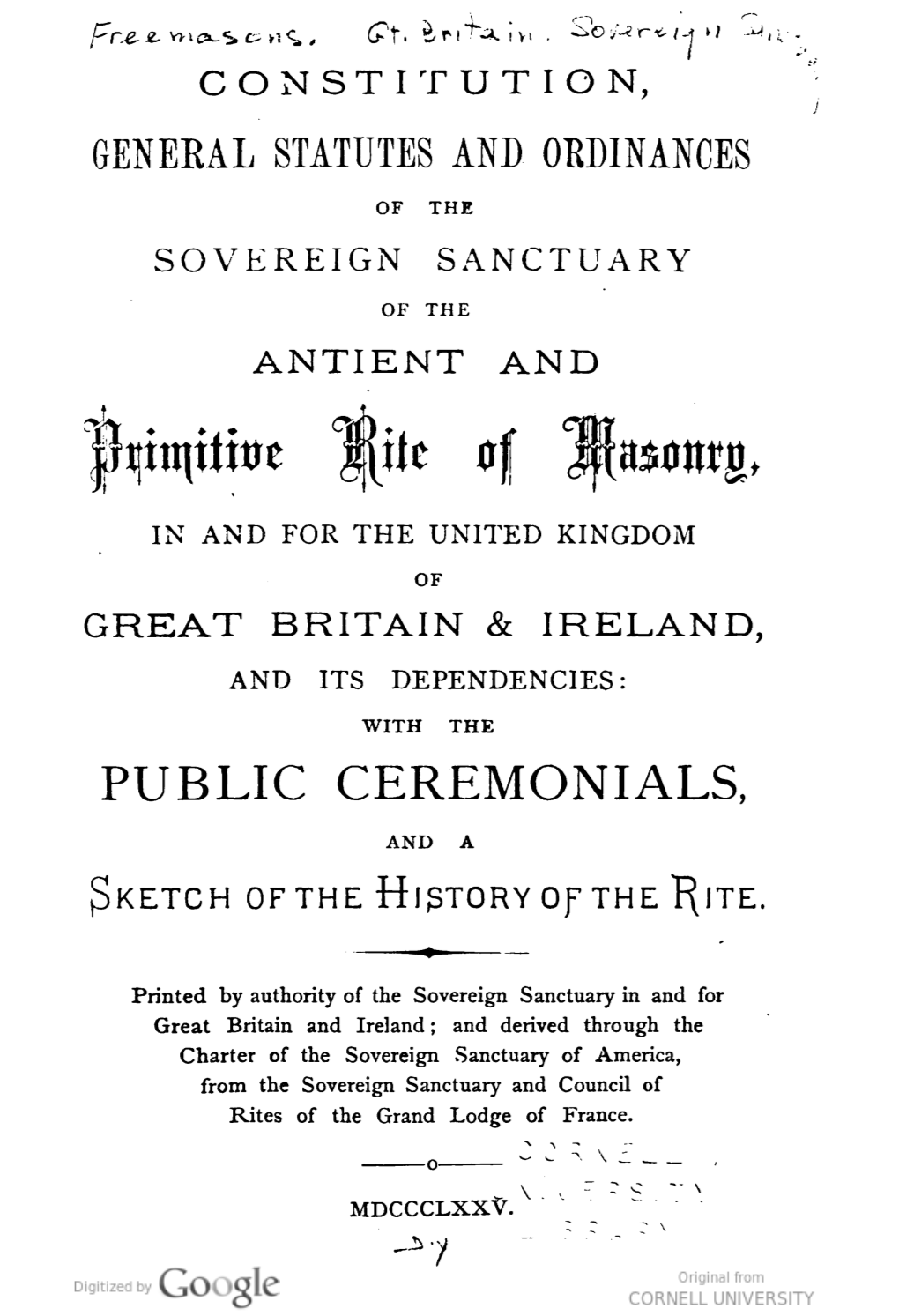 Constitution, General Statutes and Ordinances of the Sovereign
