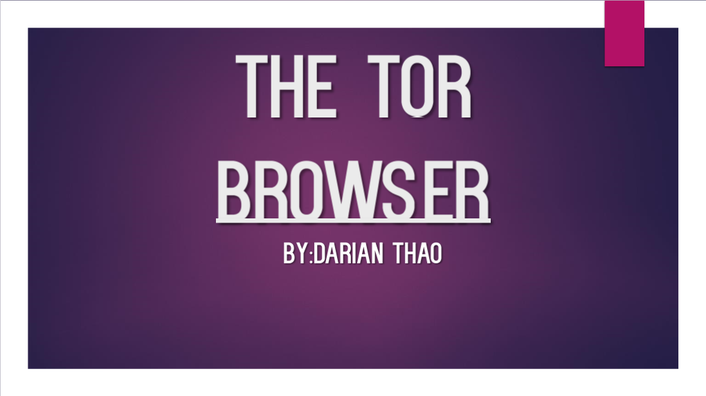The TOR Browser Began