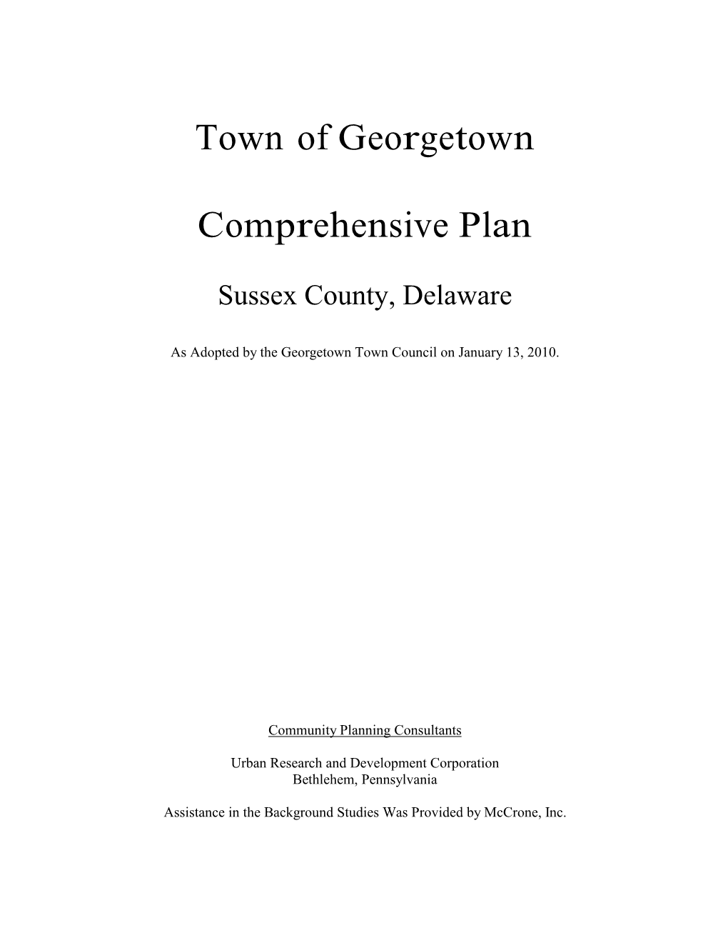 Town of Georgetown Comprehensive Plan Adopted 2010