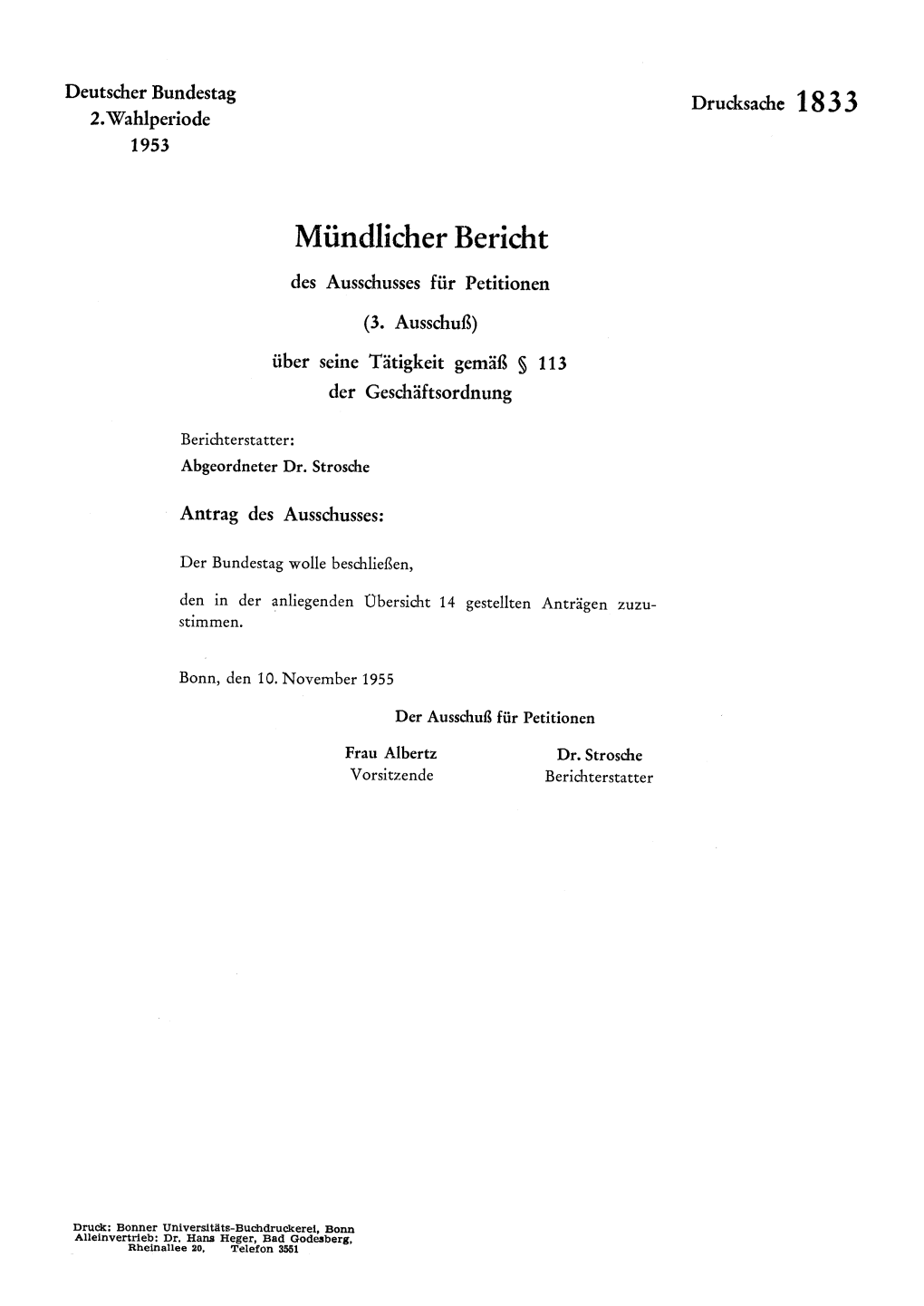 Mündlicher Bericht Des Ausschusses Für Petitionen