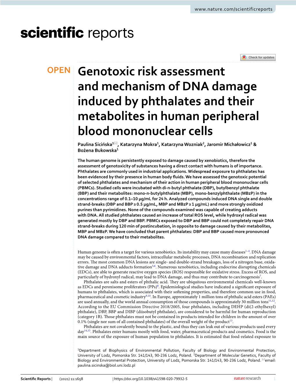 Genotoxic Risk Assessment and Mechanism of DNA Damage