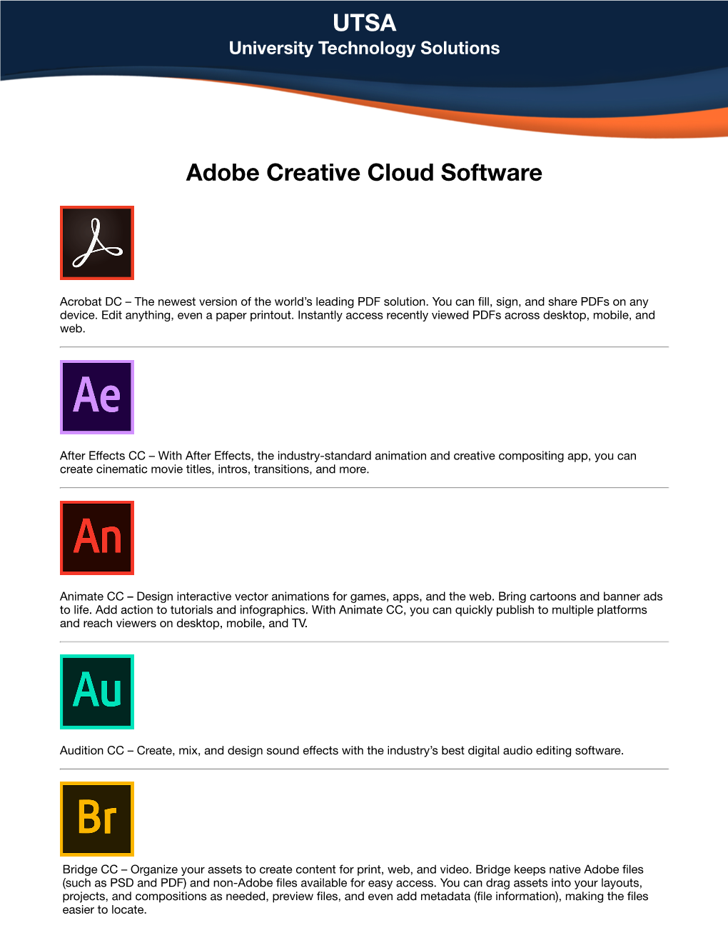 UTSA Adobe Creative Cloud Software