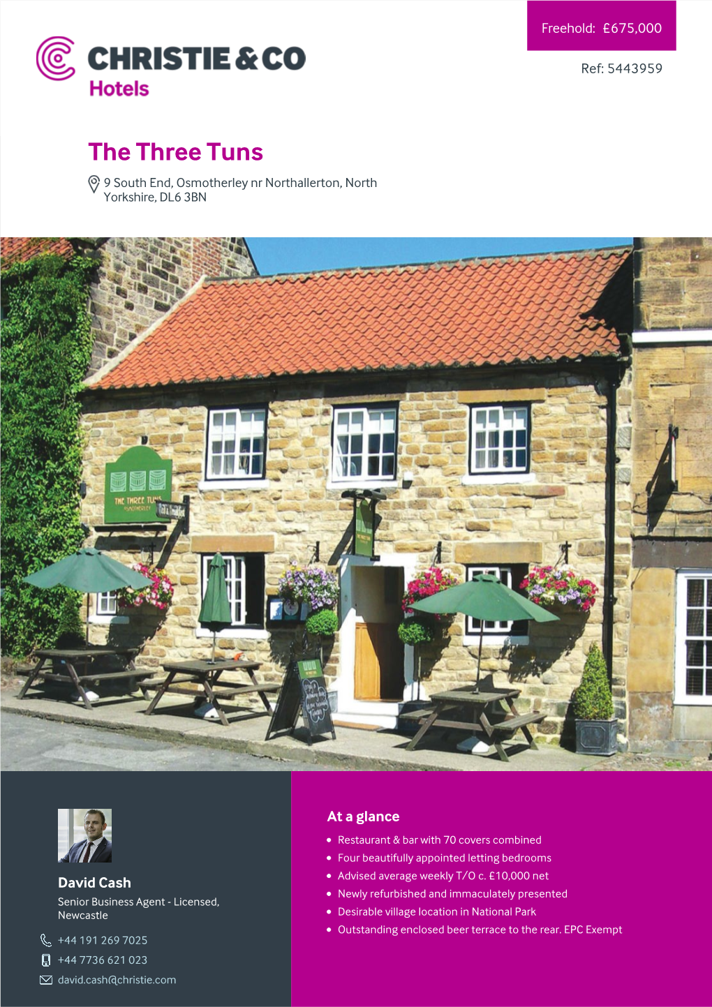 The Three Tuns 9 South End, Osmotherley Nr Northallerton, North Yorkshire, DL6 3BN