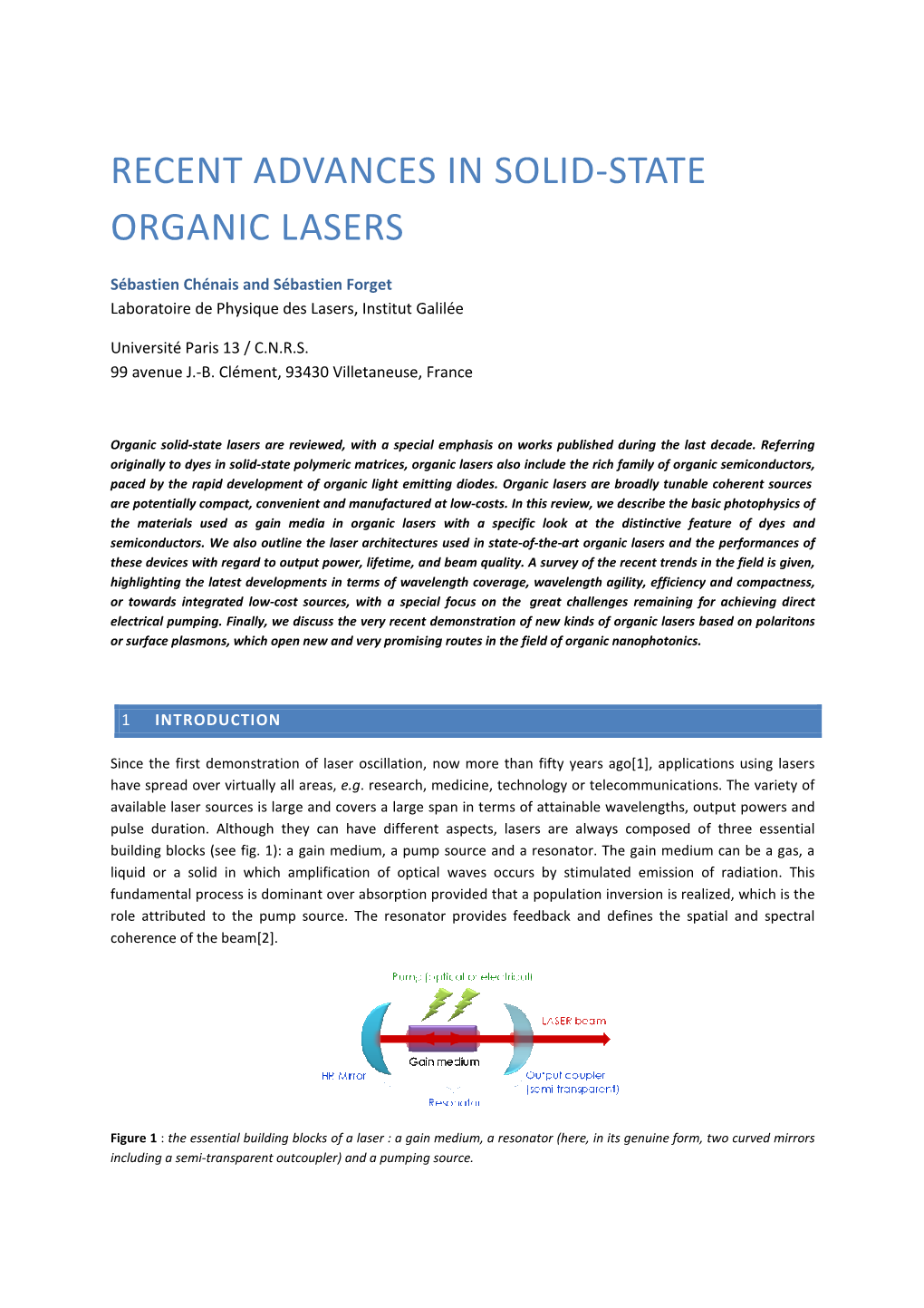 Review PI Organic Lasers