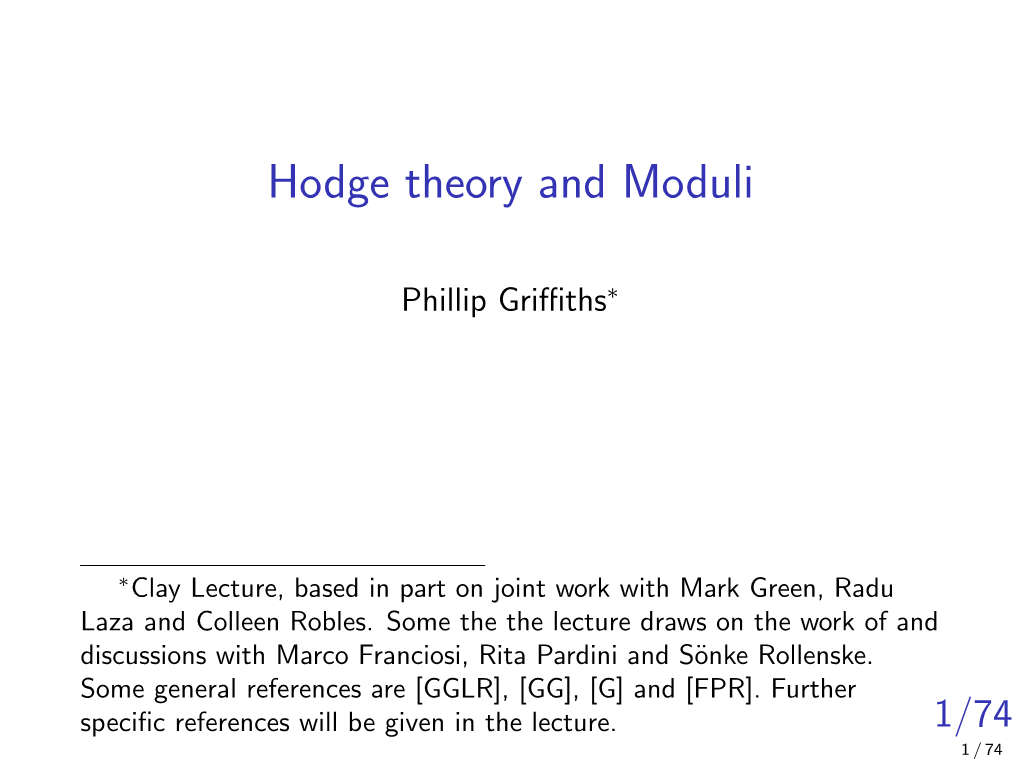 Hodge Theory and Moduli