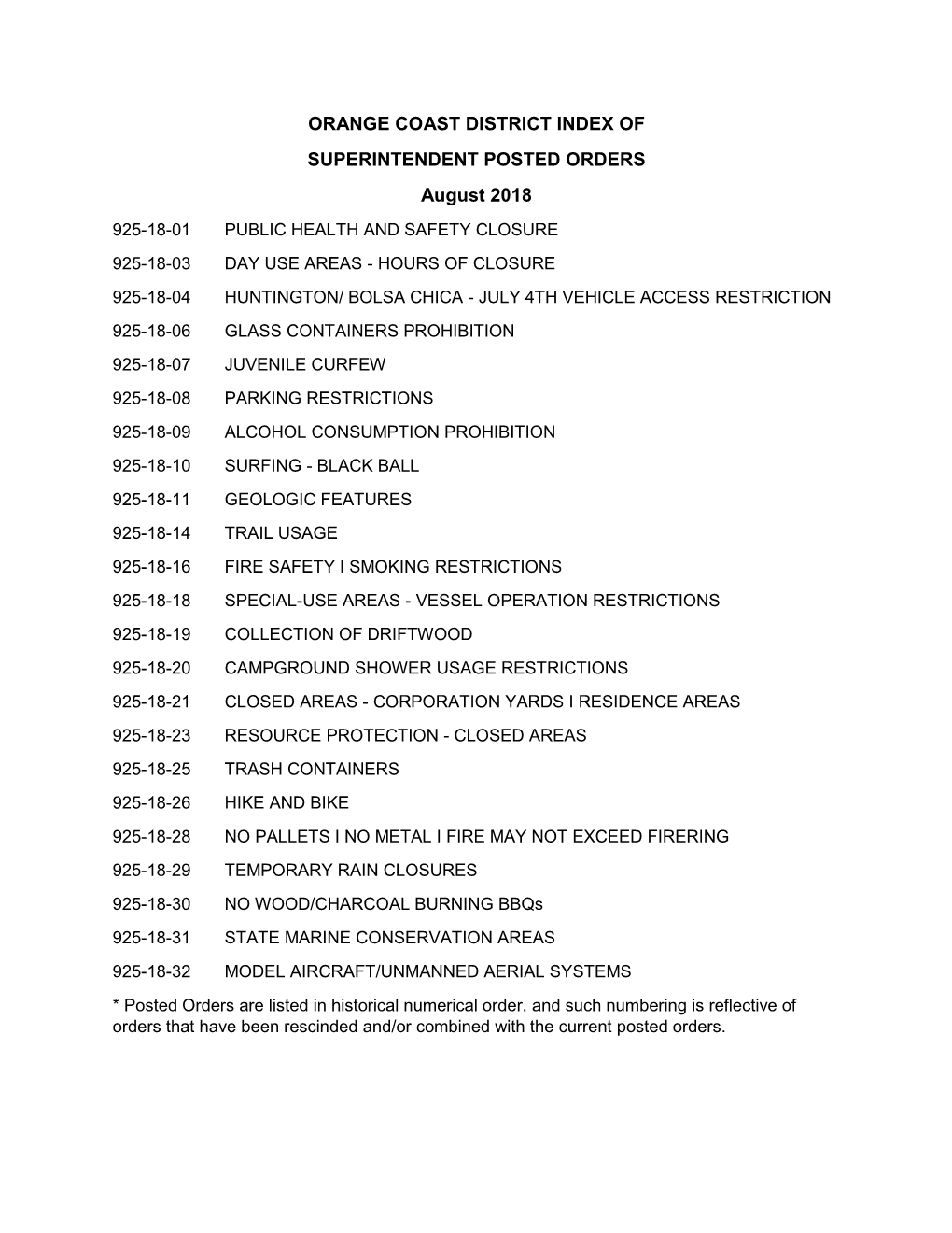 Orange Coast District Index of Superintendent Posted