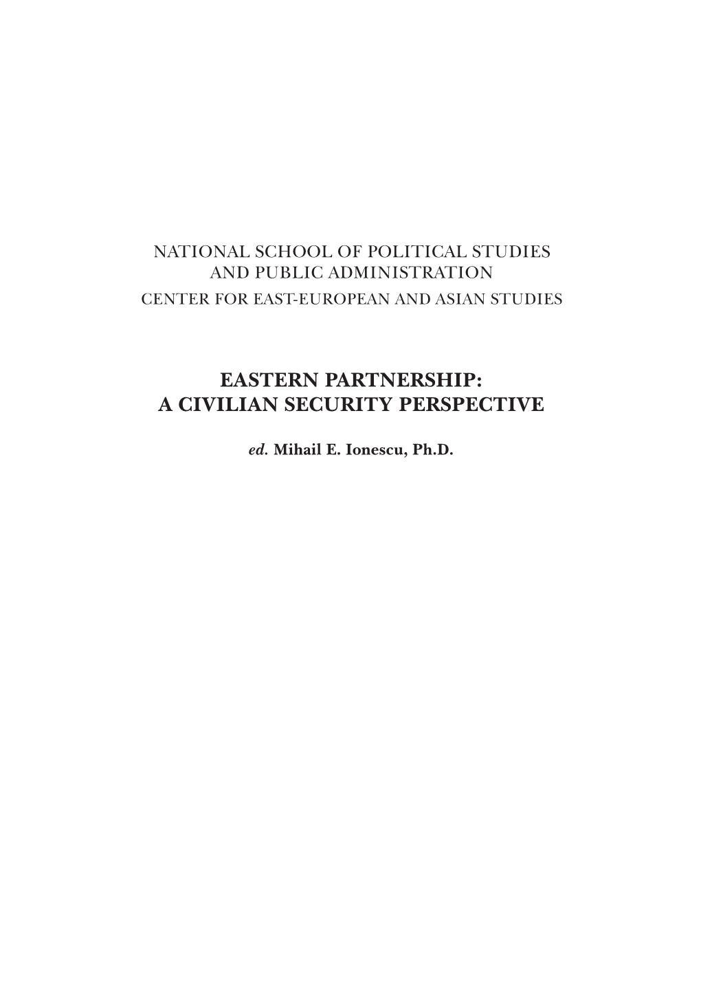 Eastern Partnership: a Civilian Security Perspective