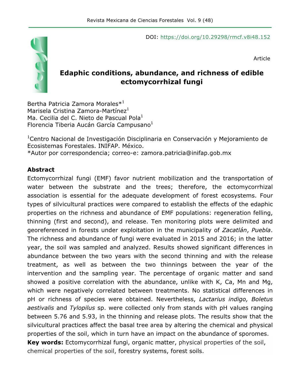 Edaphic Conditions, Abundance, and Richness of Edible Ectomycorrhizal Fungi