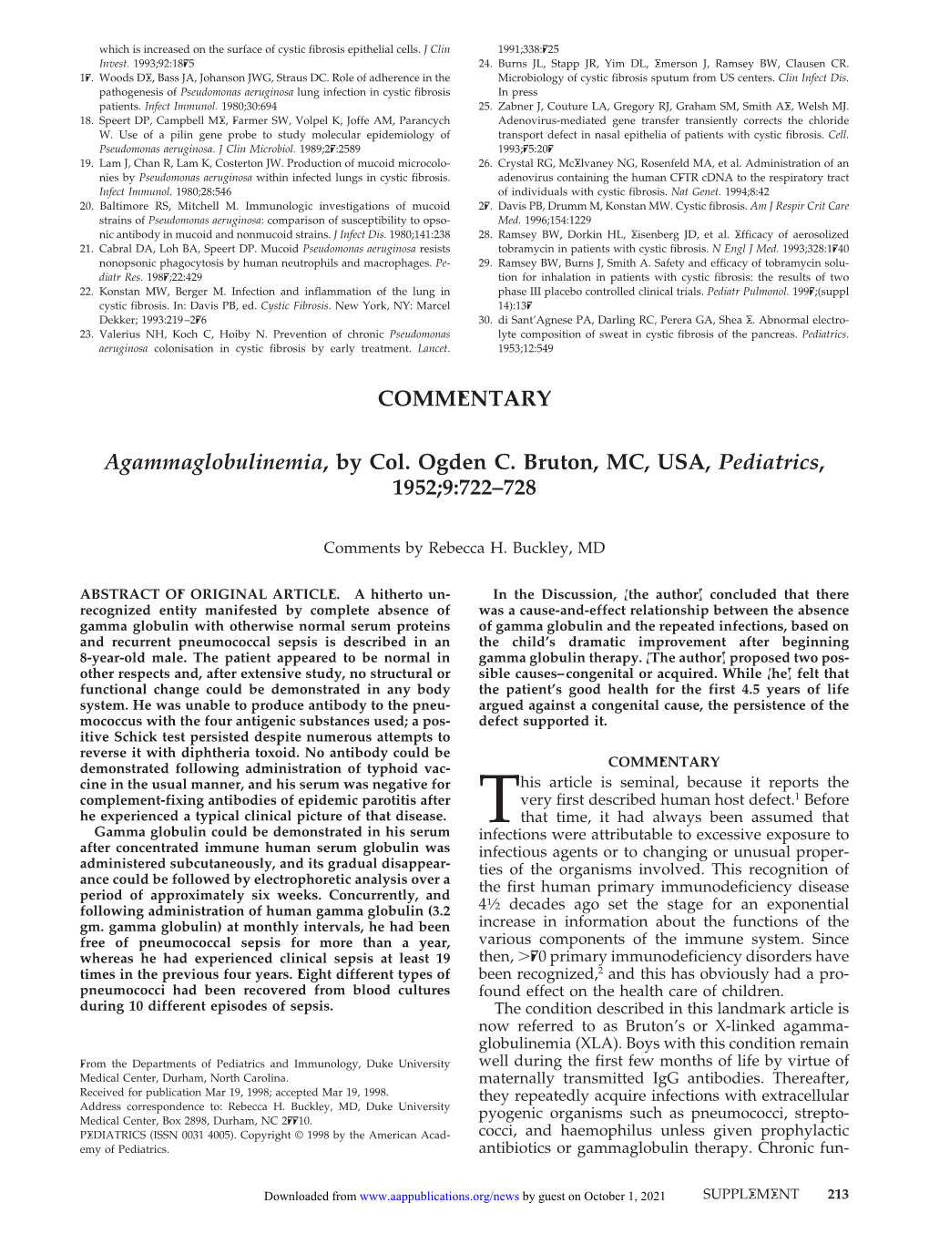 COMMENTARY Agammaglobulinemia, by Col