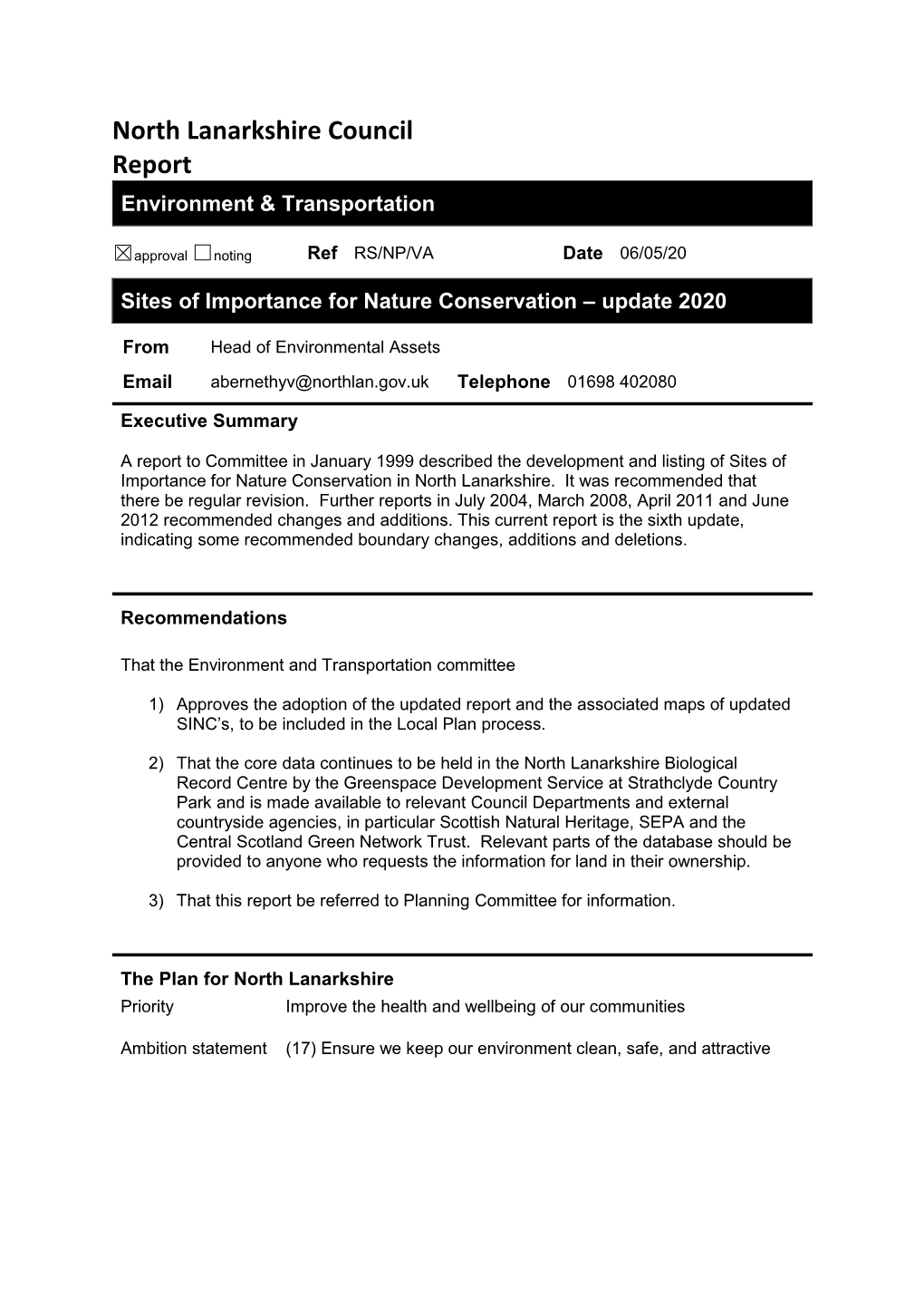 Sites of Importance for Nature Conservation – Update 2020