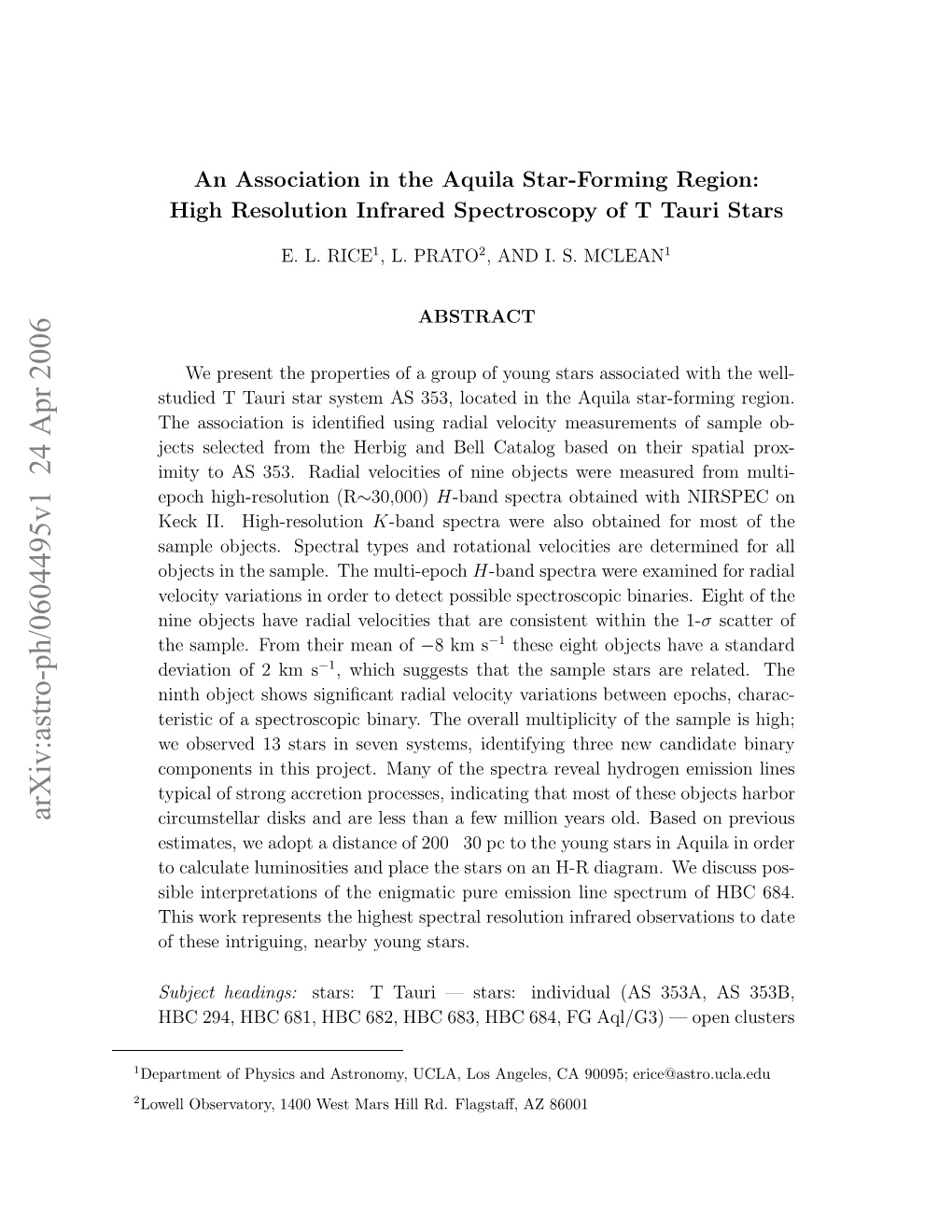 An Association in the Aquila Star-Forming Region: High Resolution Infrared Spectroscopy of T Tauri Stars