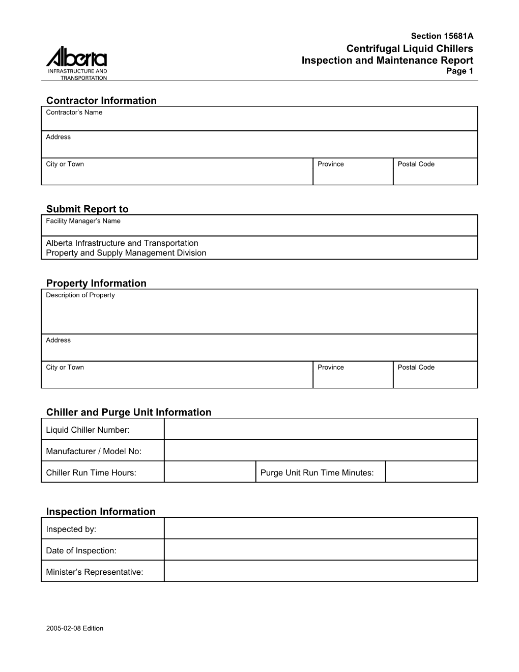 15681A - Centrifugal Liquid Chillers Maintenance Inspection Report