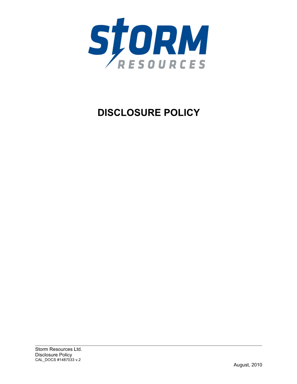 Sample Disclosure Policy