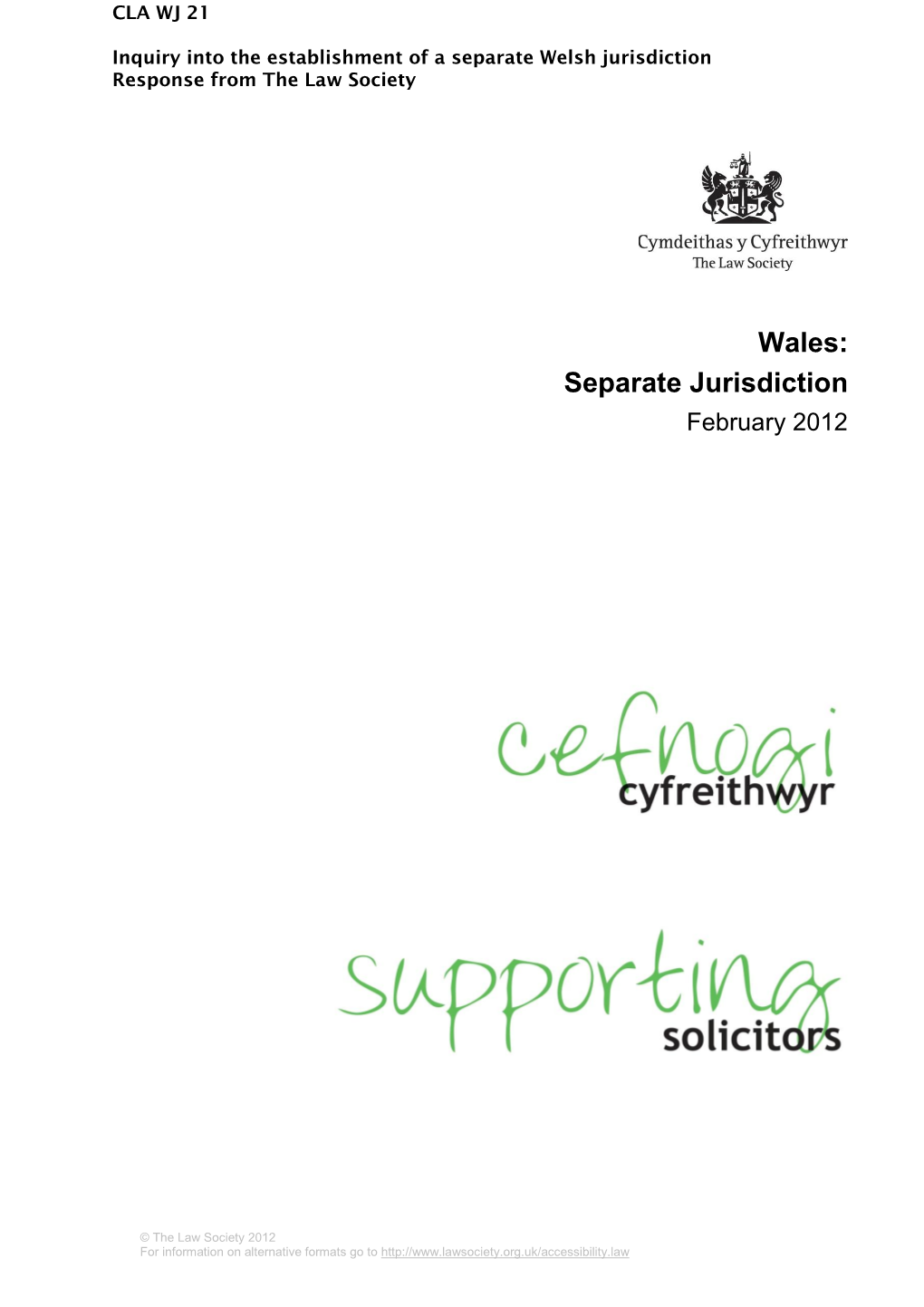 Wales: Separate Jurisdiction
