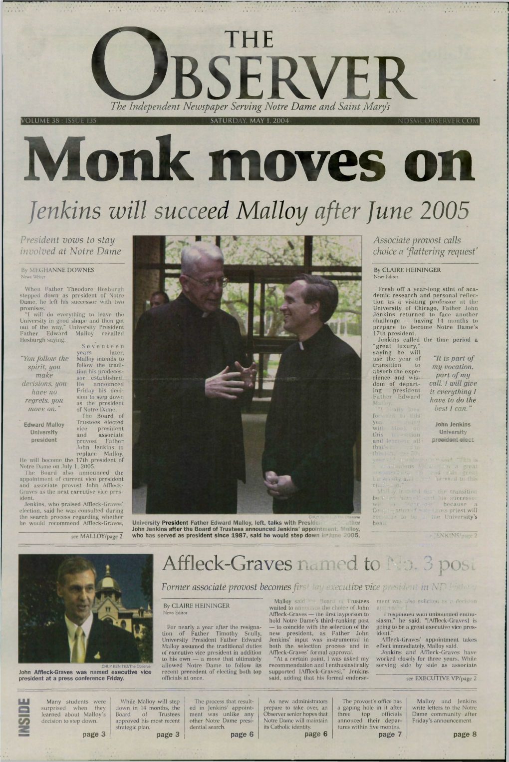 Y ^ X the Jenkins Will Succeed Malloy After June 2005