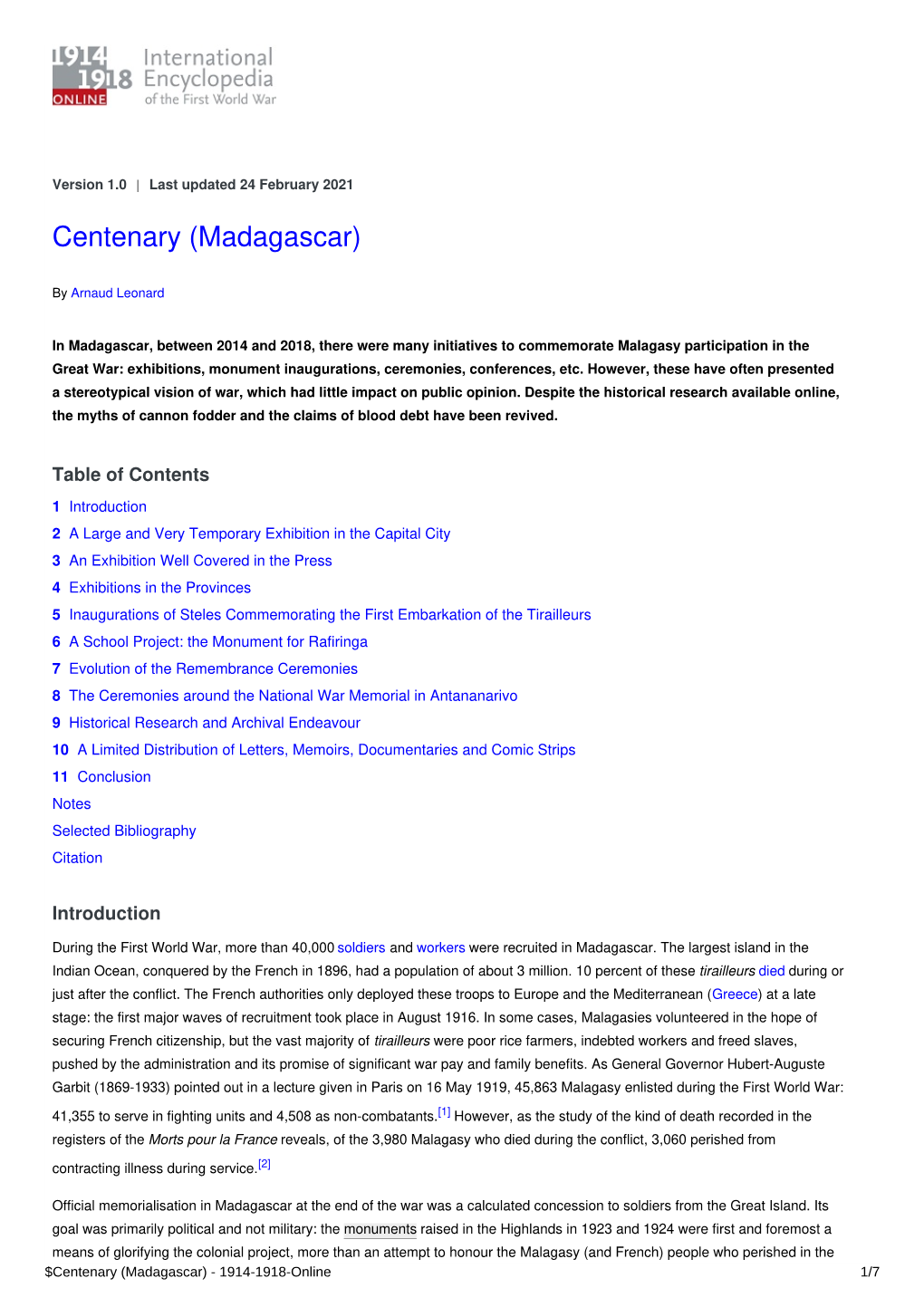 Centenary (Madagascar) | International Encyclopedia of The