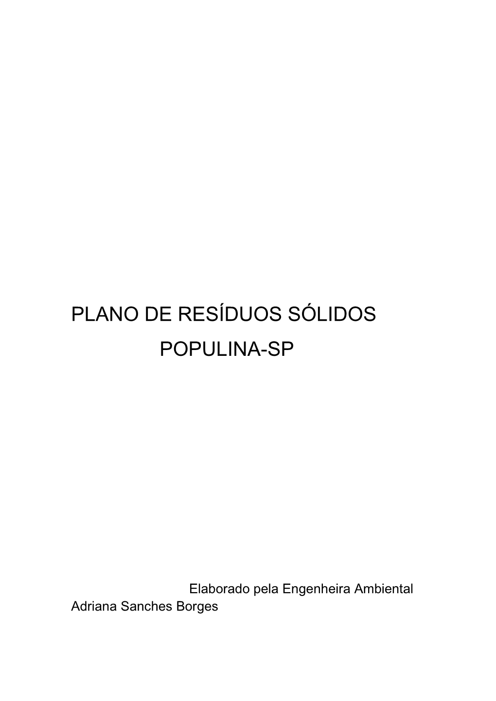 Plano De Resíduos Sólidos Populina-Sp