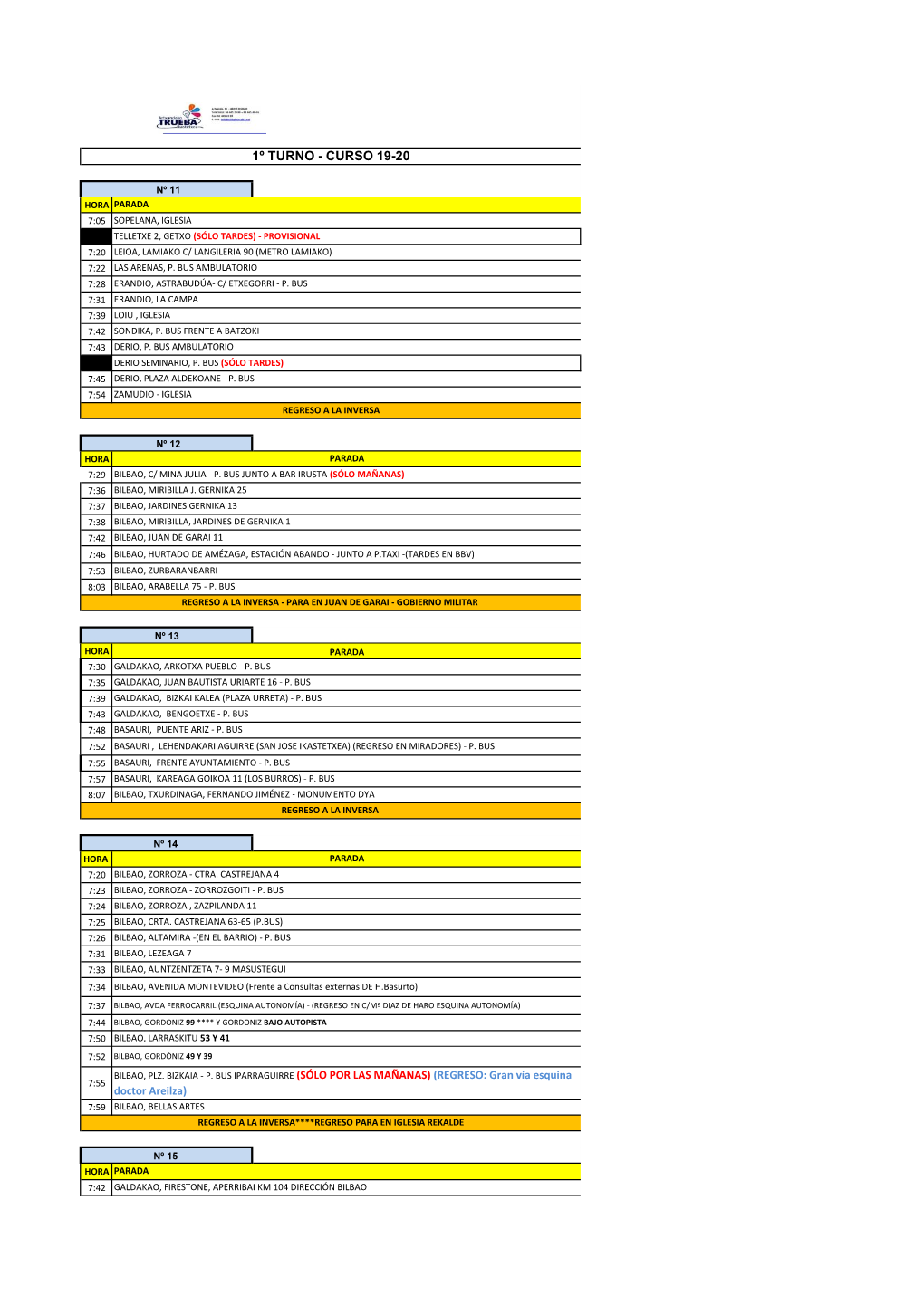 1º Turno - Curso 19-20