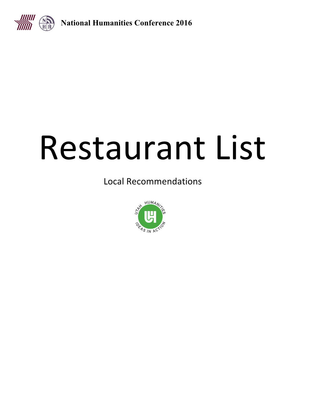 Restaurant List Local Recommendations