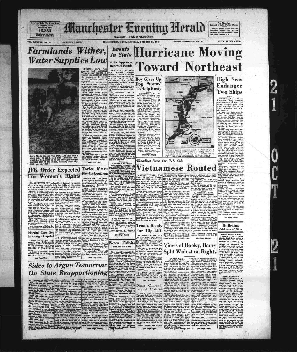 Hurrie^Ne Moving Toward Mortheast