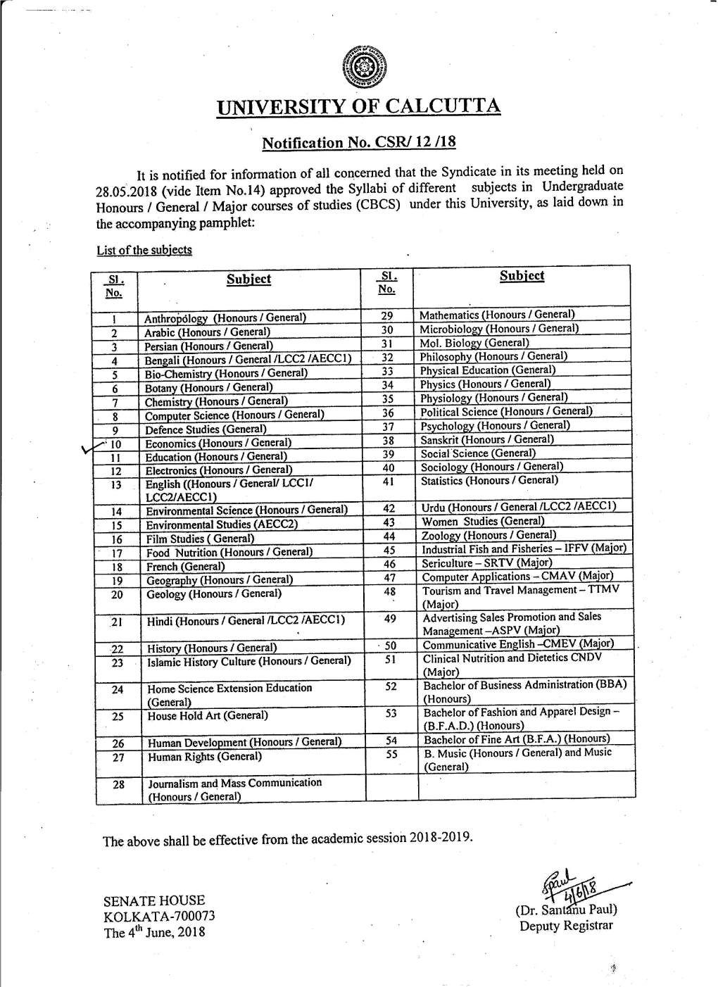 Undergraduate Syllabus --- Economics