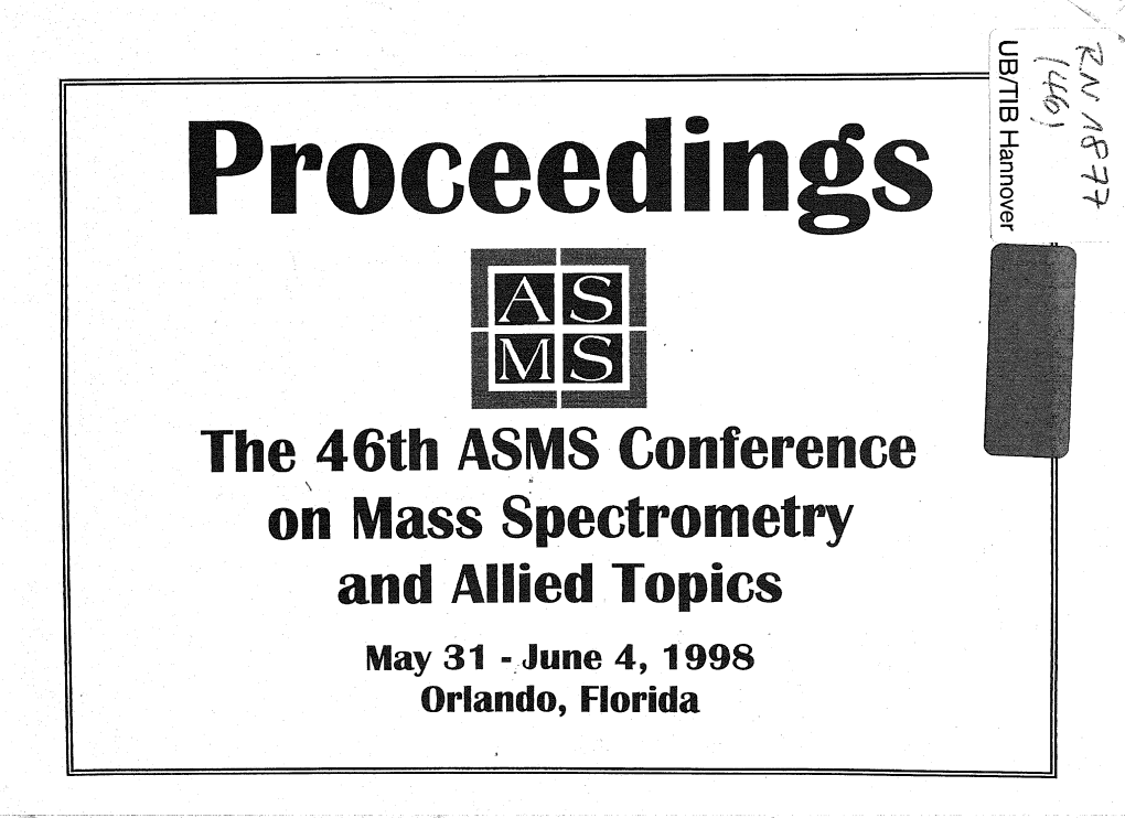 ASMS Conference on Mass Spectrometry and Allied Topics