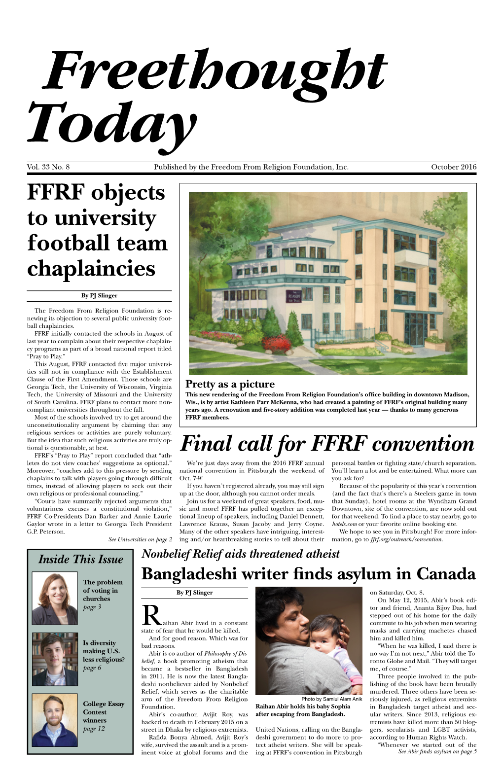 FFRF Objects to University Football Team Chaplaincies Final Call for FFRF Convention