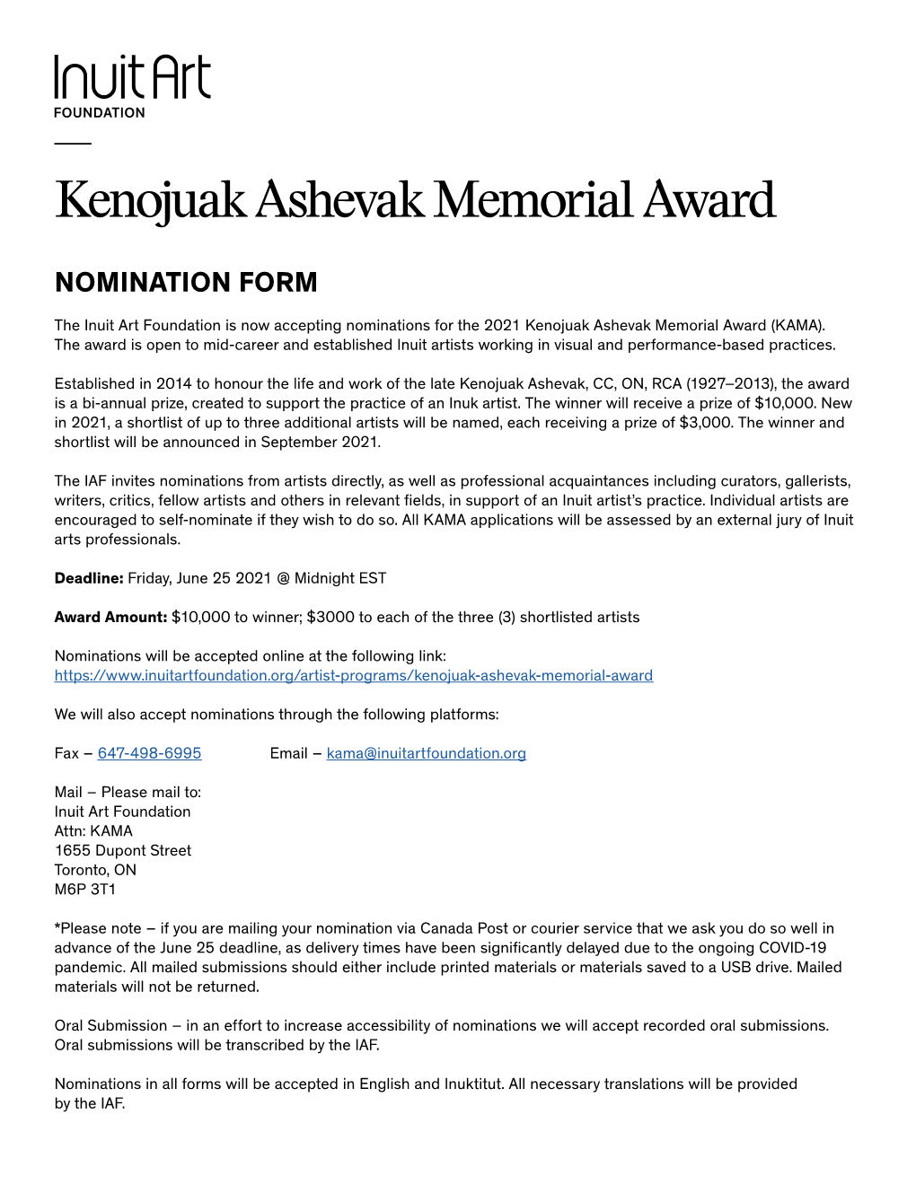 Kenojuak Ashevak Memorial Award