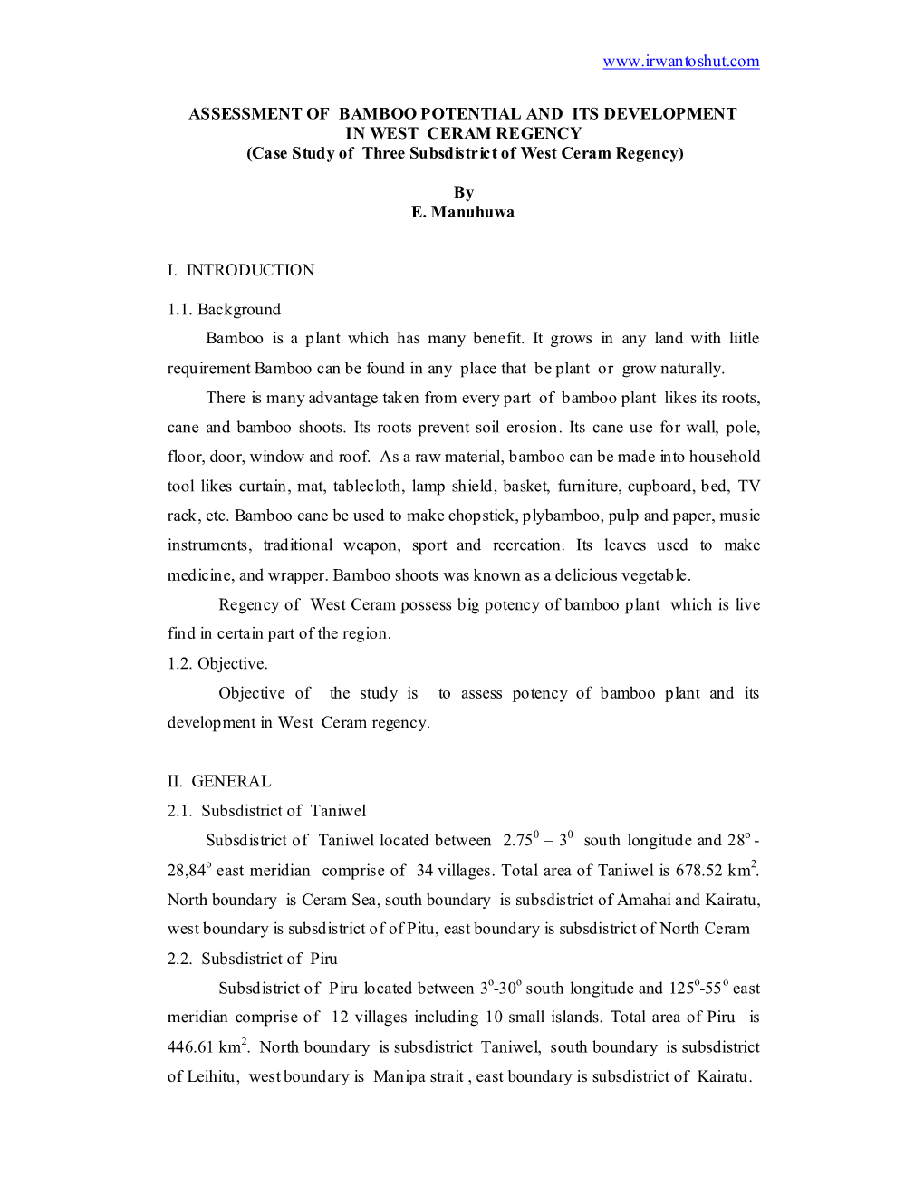 Assessment of Bamboo Potential and Its