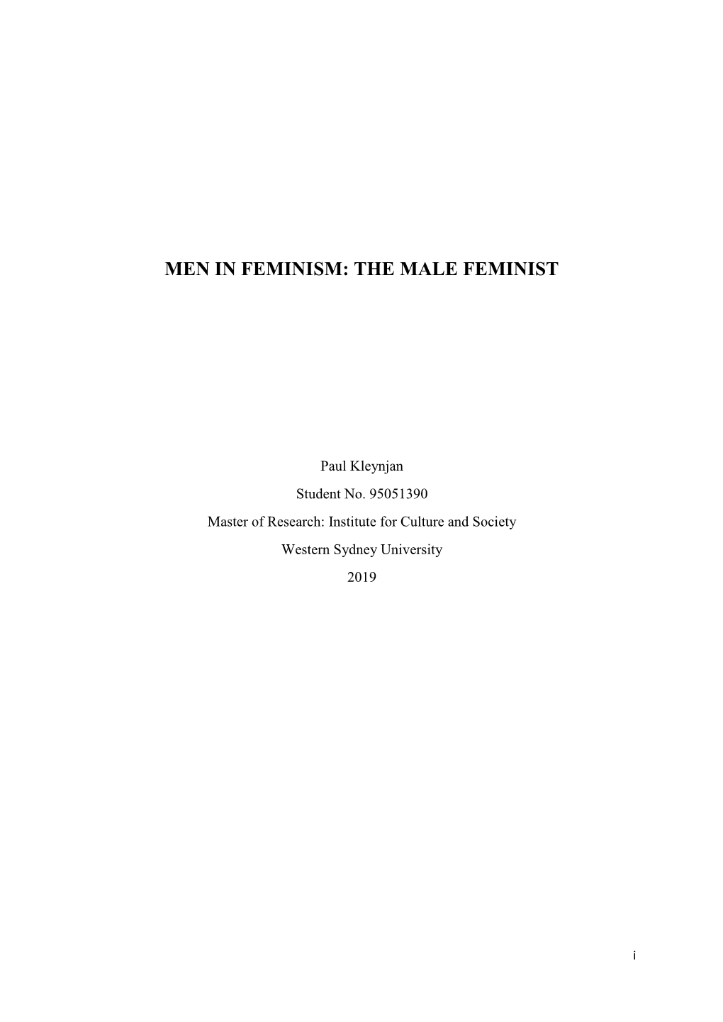 Men in Feminism: the Male Feminist