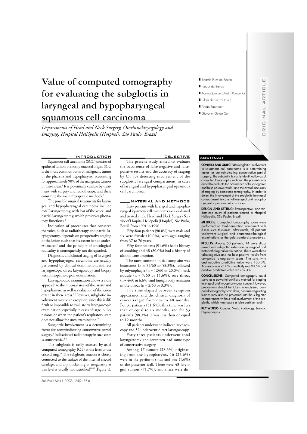 Value of Computed Tomography for Evaluating the Subglottis In