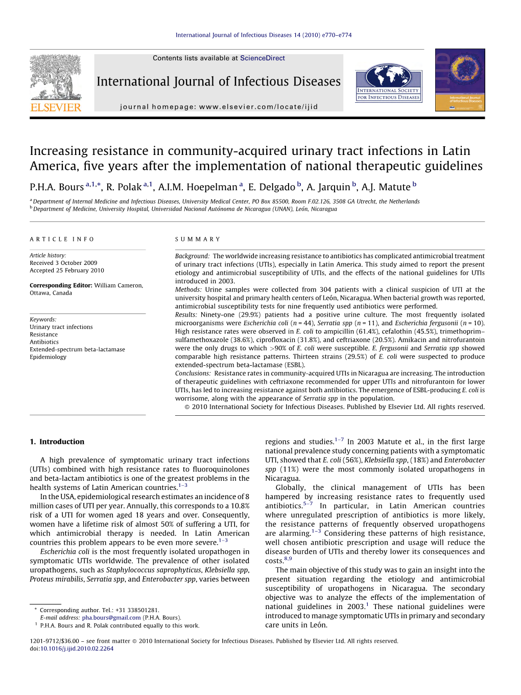 Increasing Resistance in Community-Acquired Urinary Tract Infections in Latin America, Five Years After the Implementation of Na