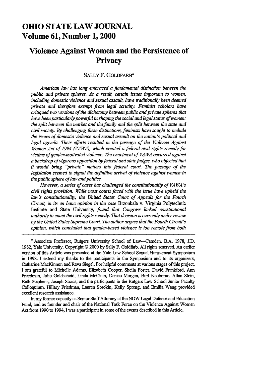 Violence Against Women and the Persistence of Privacy