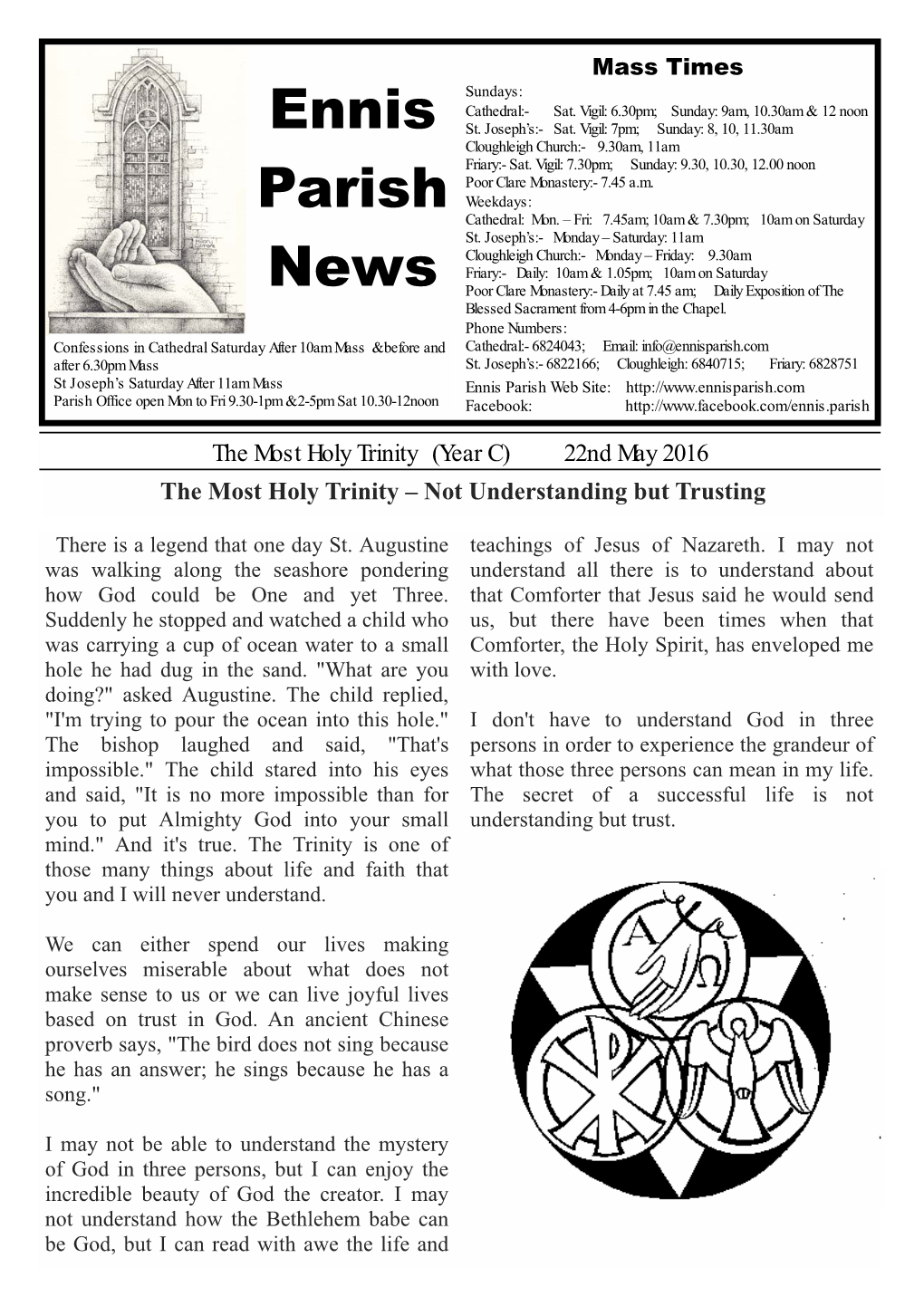 22Nd May 2016 the Most Holy Trinity – Not Understanding but Trusting