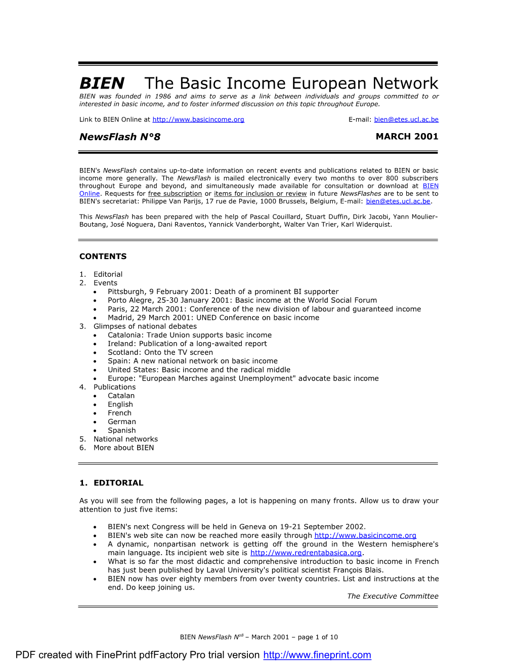 BIEN the Basic Income European Network