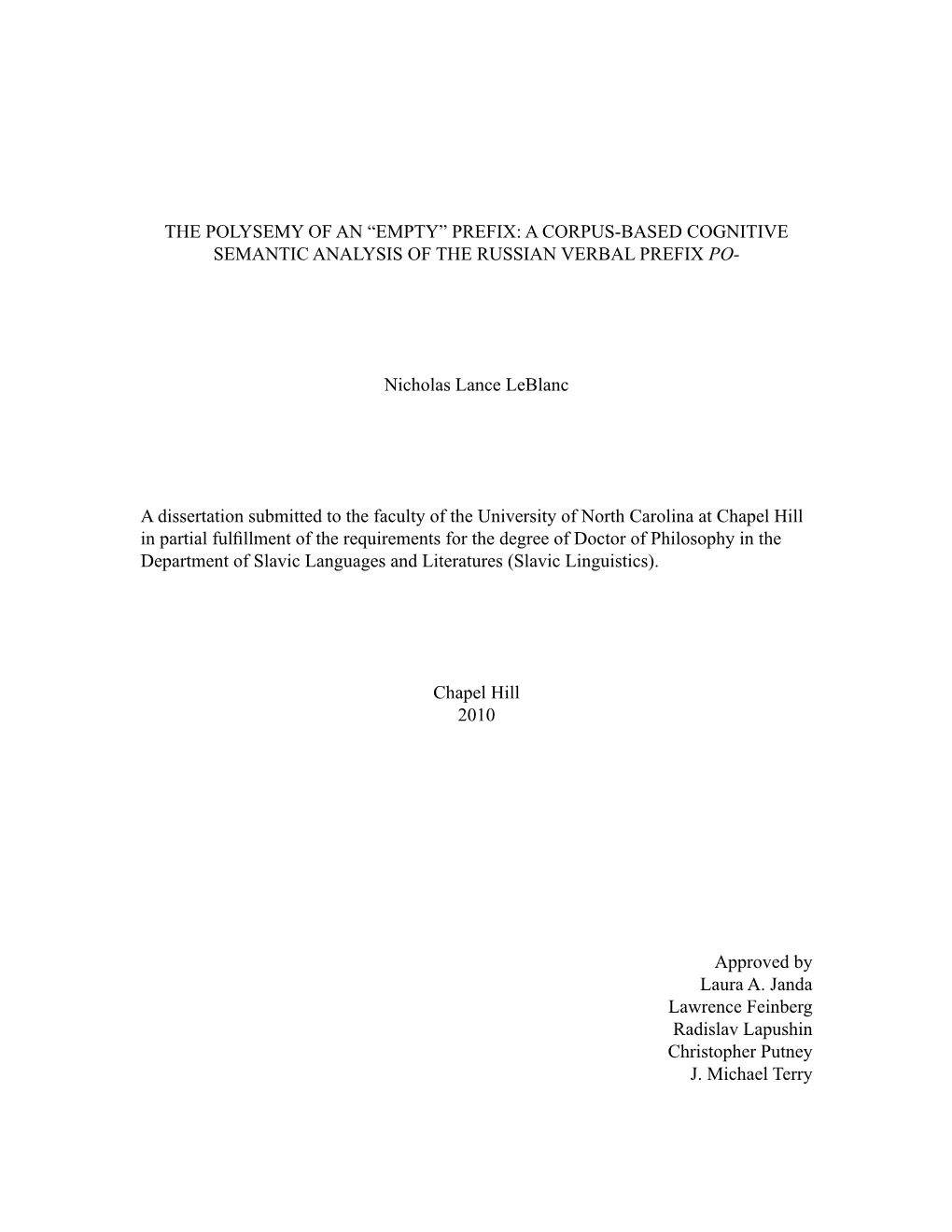 The Polysemy of an “Empty” Prefix: a Corpus-Based Cognitive Semantic Analysis of the Russian Verbal Prefix PO