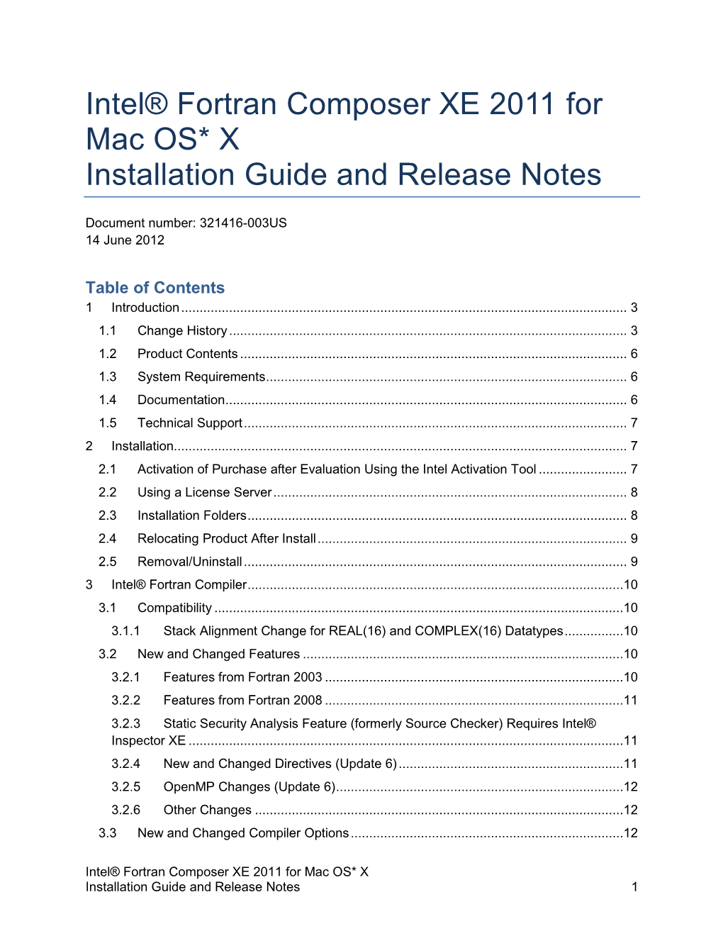 Intel® Fortran Composer XE 2011 for Mac OS* X Installation Guide and Release Notes