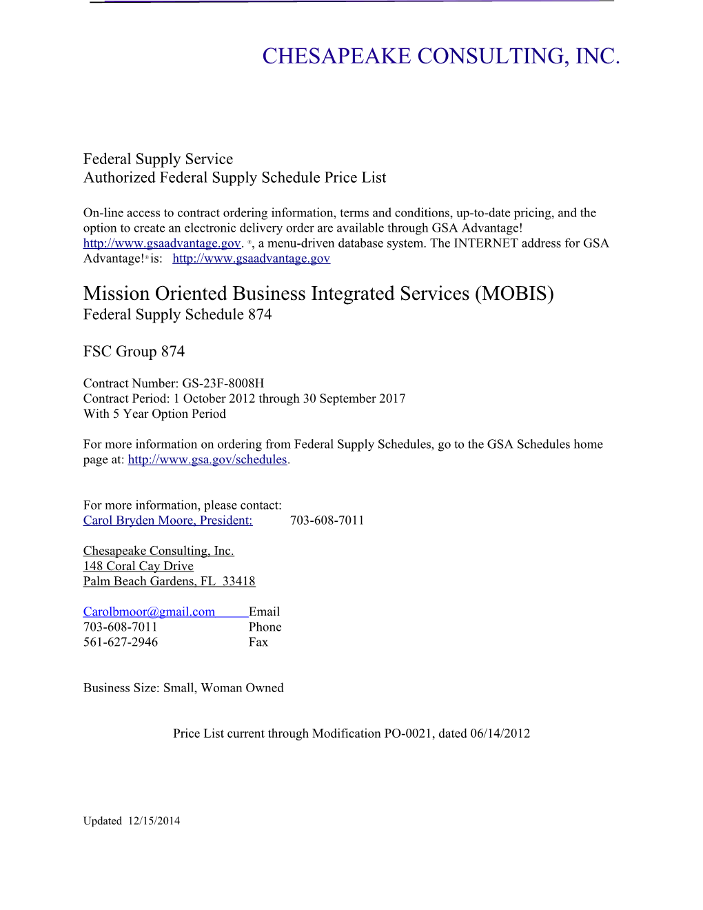 Authorized Federal Supply Schedule Price List s13