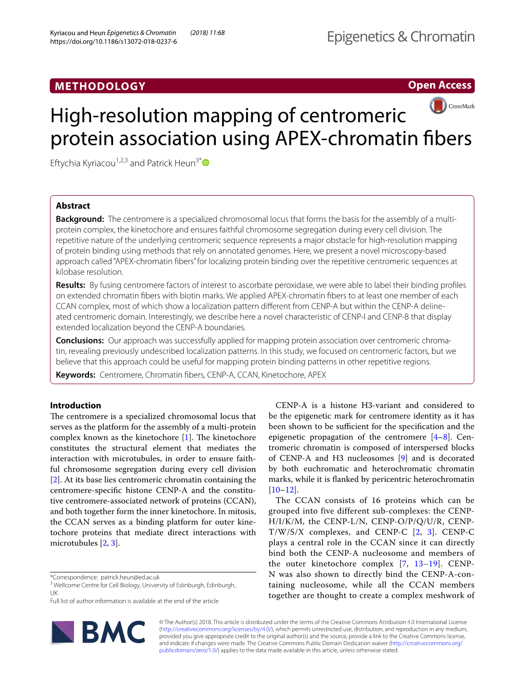 High-Resolution Mapping of Centromeric Protein Association