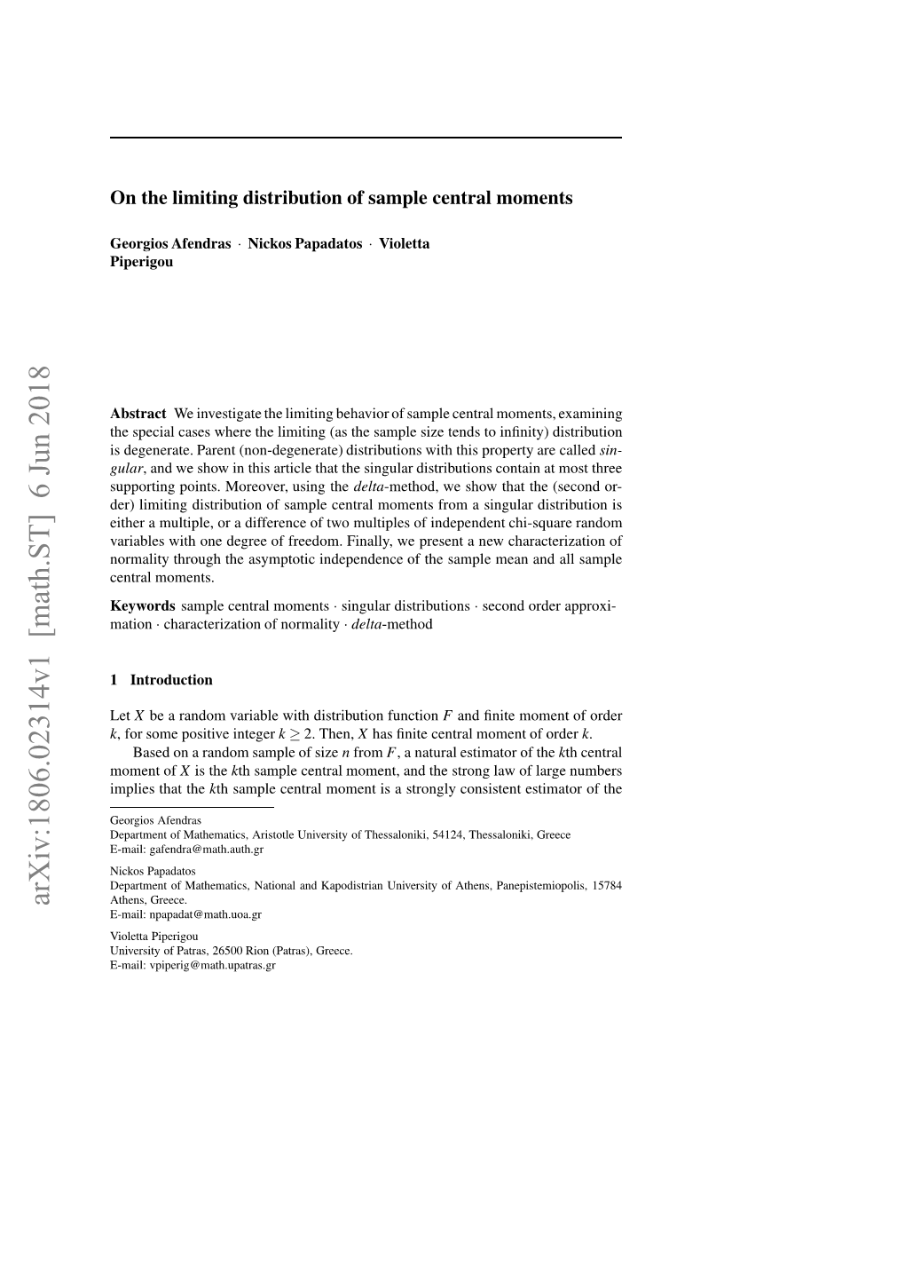 Arxiv:1806.02314V1 [Math.ST] 6 Jun 2018 Uprigpit.Mroe,Uigthe Using Moreover, Points