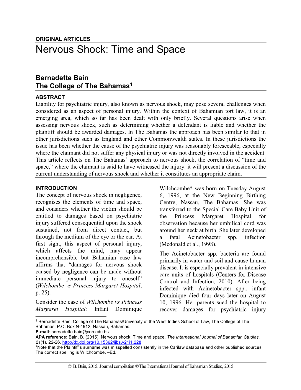Nervous Shock: Time and Space