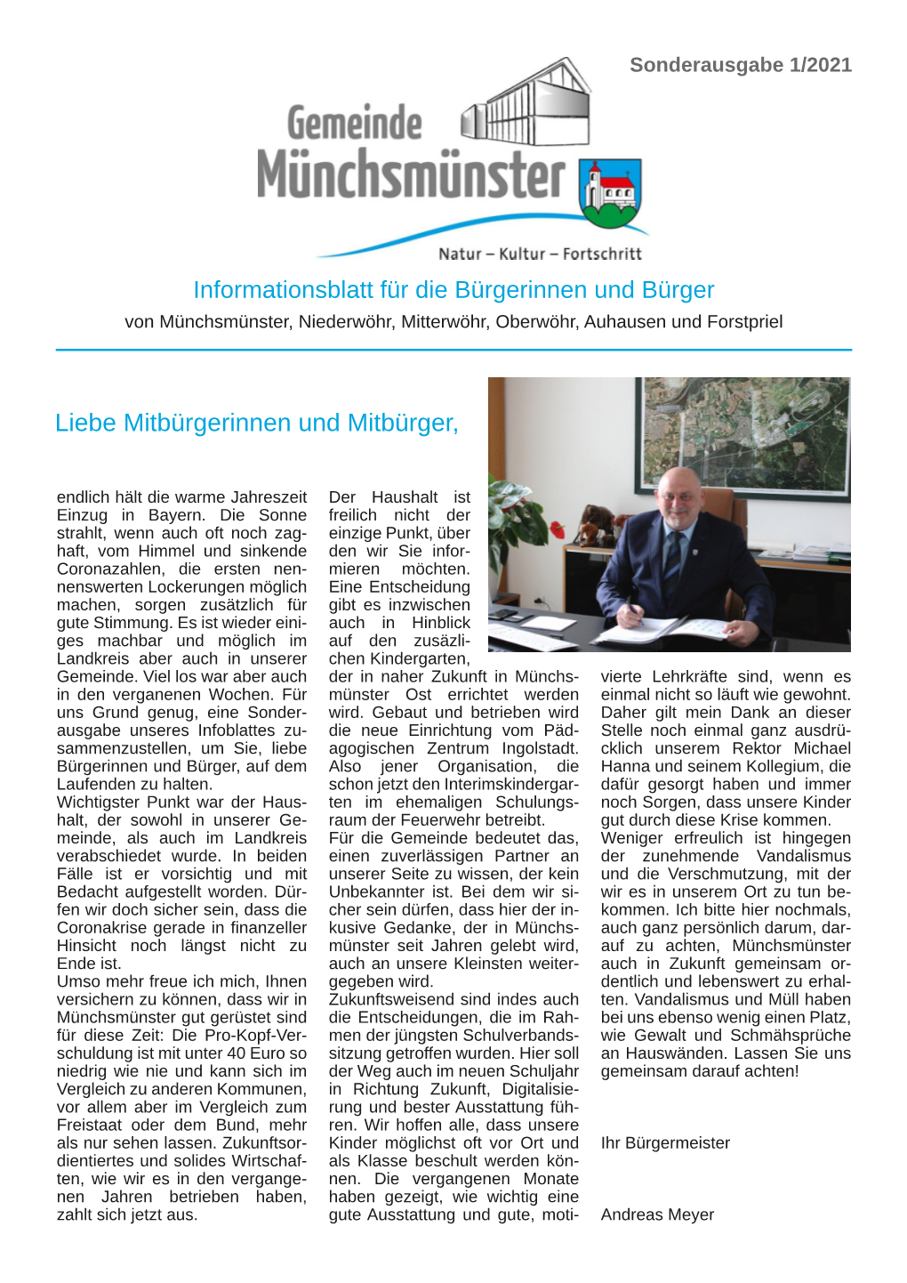 Informationsblatt Der Gemeinde Münchsmünster