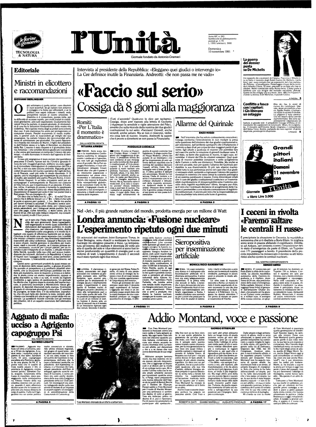 «Faccio Sul Serio» a PAGINA 5 Conflitto a Fuoco Bliu Dei Gis