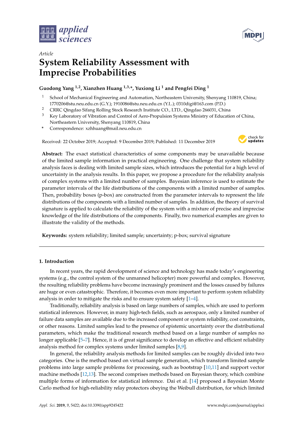 System Reliability Assessment with Imprecise Probabilities