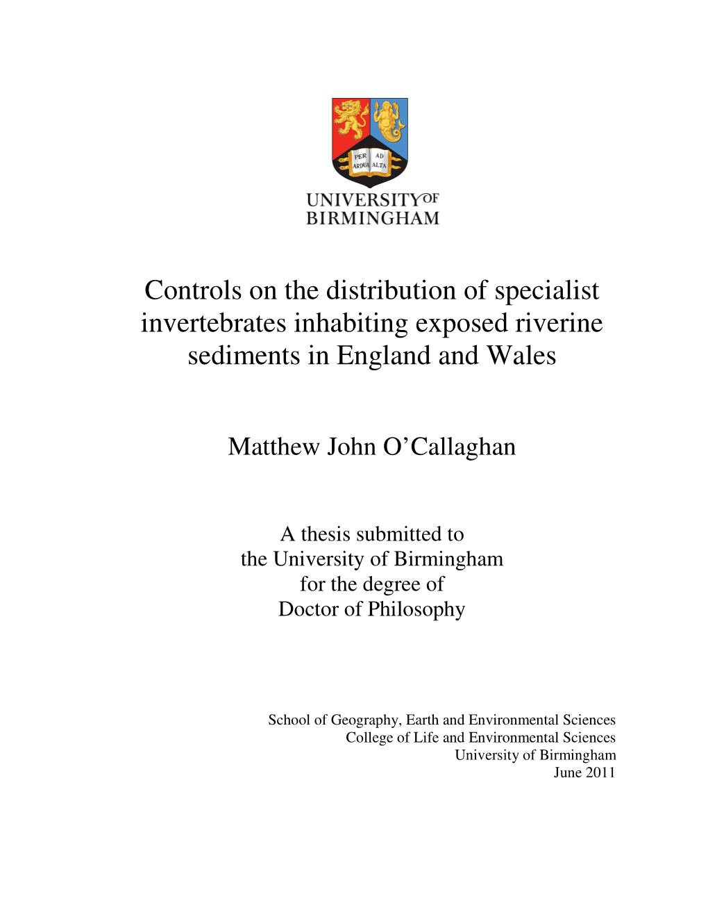 Controls on the Distribution of Specialist Invertebrates Inhabiting Exposed Riverine Sediments in England and Wales