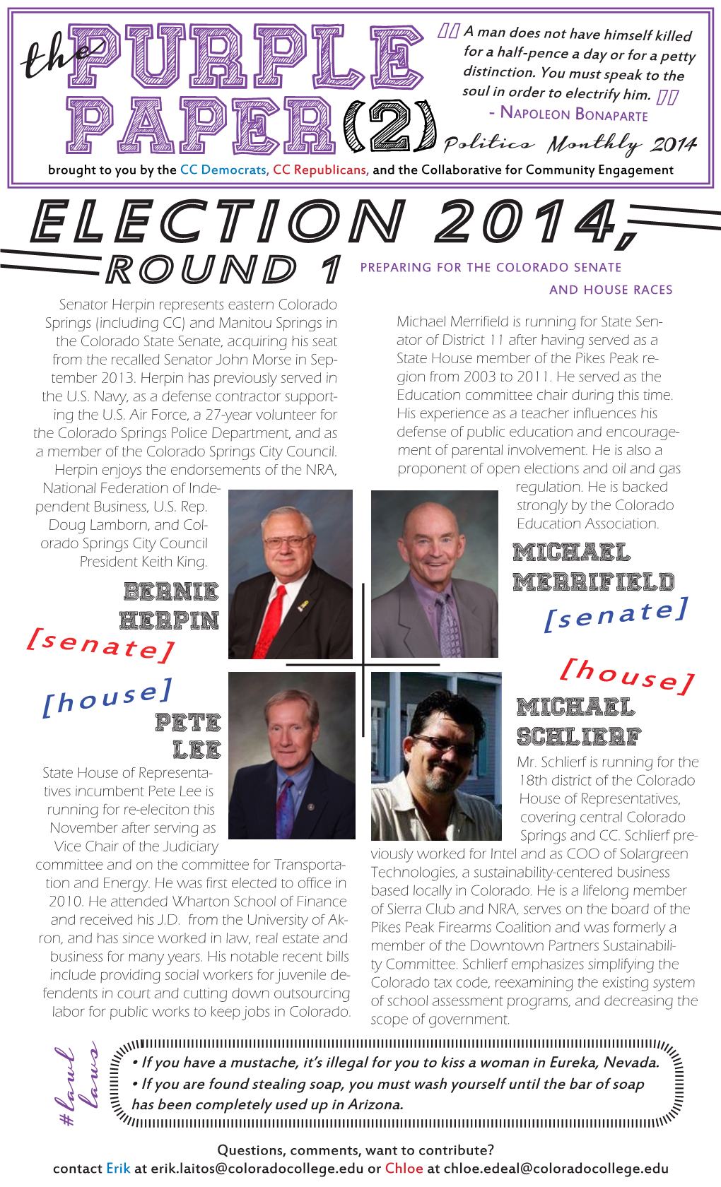 PAPER(2) Politics Monthly 2014 Brought to You by the CC Democrats, CC Republicans, and the Collaborative for Community Engagement