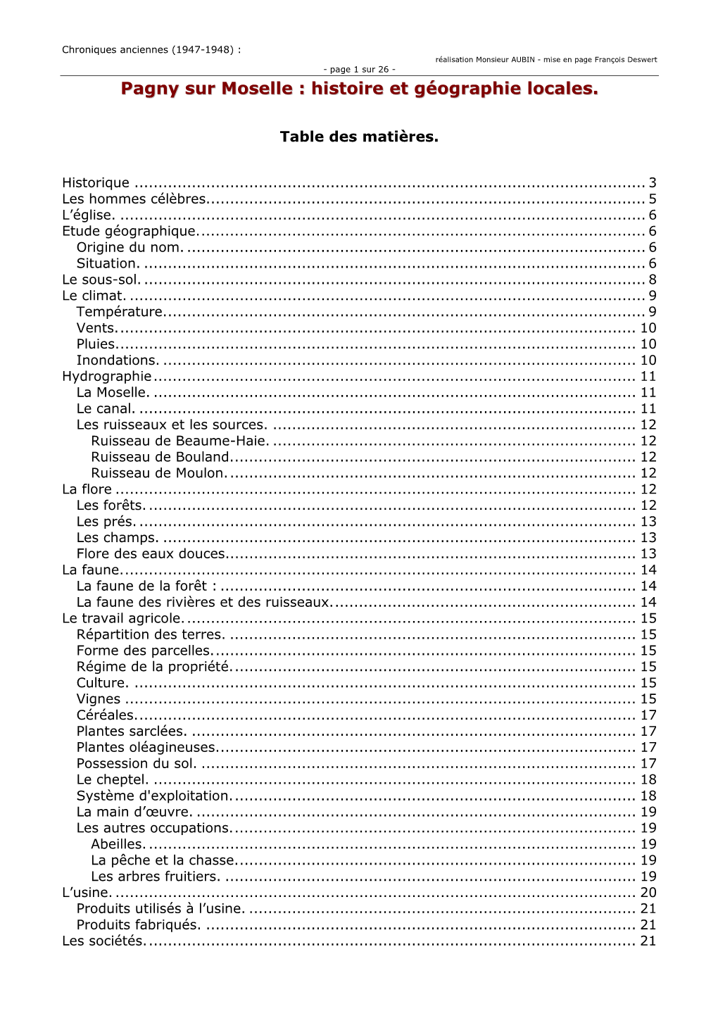 Histoire Et Géographie Locales